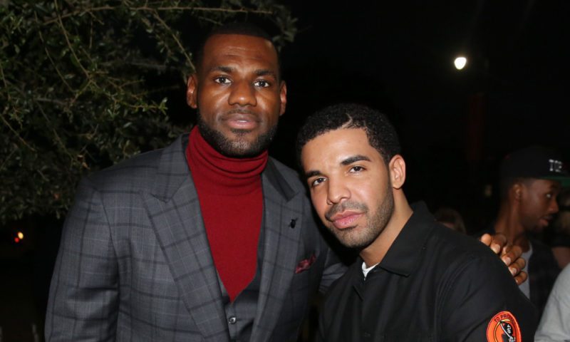 LeBron James, left, and Drake pose together