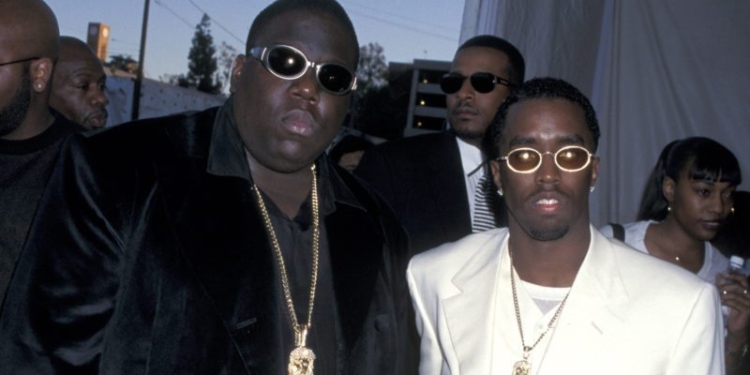 Christopher "Notorious B.I.G." Wallace and Sean "P. Diddy" Combs at the Shrine Auditorium in Los Angeles, California (Photo by Jim Smeal/WireImage)