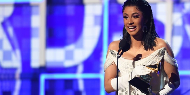 Cardi B accepts the award for Best Rap Album with "Invasion Of Privacy" onstage during the 61st Annual Grammy Awards on February 10, 2019, in Los Angeles. (Photo by Robyn Beck / AFP)