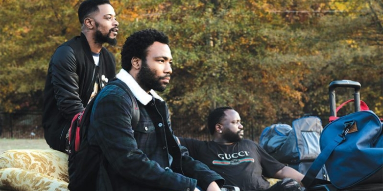 ATLANTA Robbin' Season -- "Crabs in a Barrel" -- Season Two, Episode 11 (Airs Thursday, May 10, 10:00 p.m. e/p) Pictured (l-r): Lakeith Stanfield as Darius, Donald Glover as Earnest Marks, Brian Tyree Henry as Alfred Miles. CR: Guy D'Alema/FX