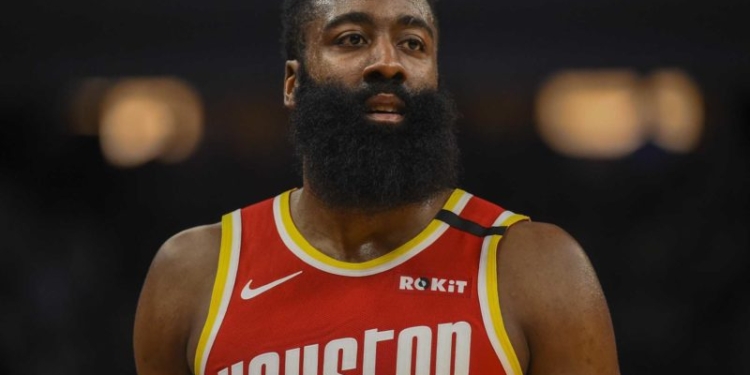 Houston Rockets guard James Harden during a break in action against the Minnesota Timberwolves during the second half of an NBA basketball game Friday, Jan. 24, 2020, in Minneapolis. The Rockets won 131-124.(AP Photo/Craig Lassig)