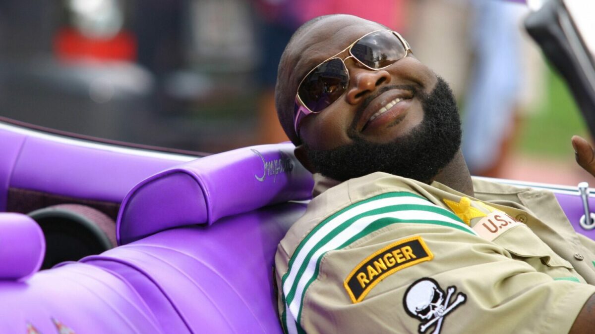 MIAMI BEACH , FL - JUNE 7:  Rick Ross in car outside hotel during a Daz video shoot featuring Rick Ross in South Beach on June 7, 2006 in Miami Beach, Florida. (Photo by Craig Bukata/Getty Images)