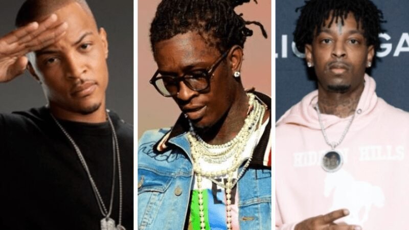 T.I. explica por que não quis investir dinheiro em Young Thug ou 21 Savage enquanto eles ainda não eram famosos 6 Capa T.I., Young Thug e 21 Savage